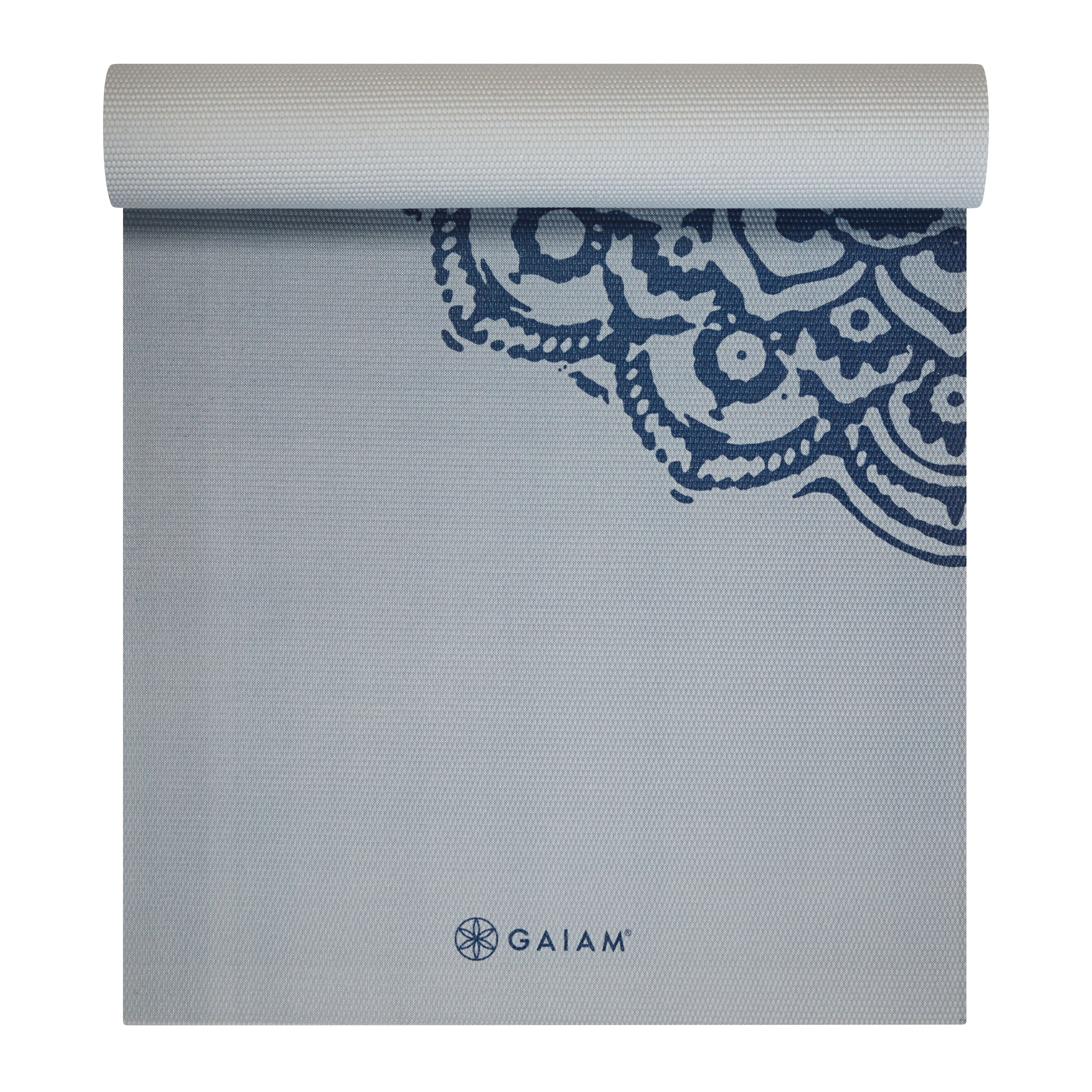 Gaiam Premium Indigo Fade Yoga Mat (6mm) top rolled